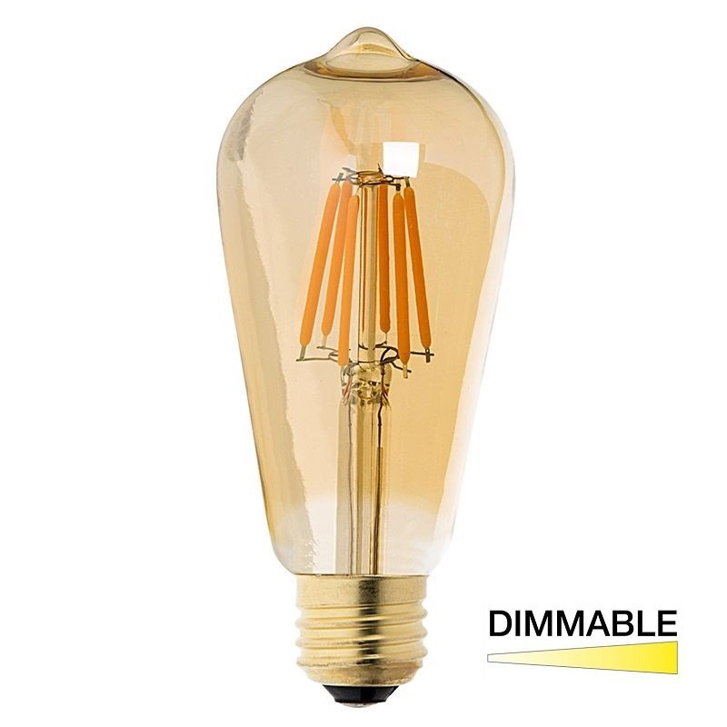 Ampul Led Dekoratif Rustik Mantar Tipi St64 Dim Edilebilir E27 6W 2200K