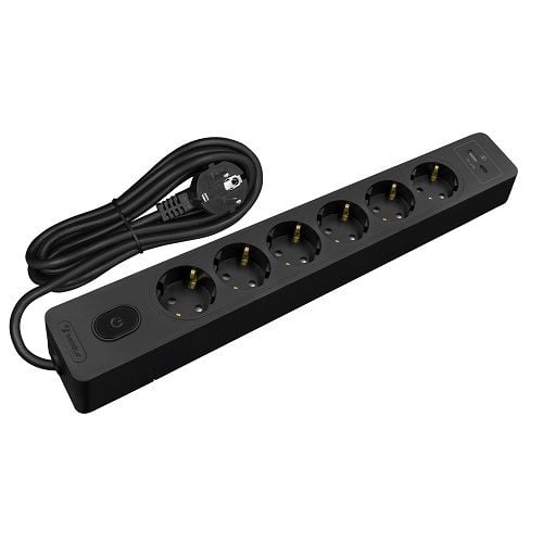 Seldur Akım Korumalı Priz 6'Lı Usb Ve Type-C (Usb-C) Şarjlı 2 Mt Siyah