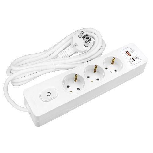 Seldur Akım Korumalı Priz 3'Lü Usb Ve Type-C (Usb-C) Hızlı Şarjlı 2 Mt