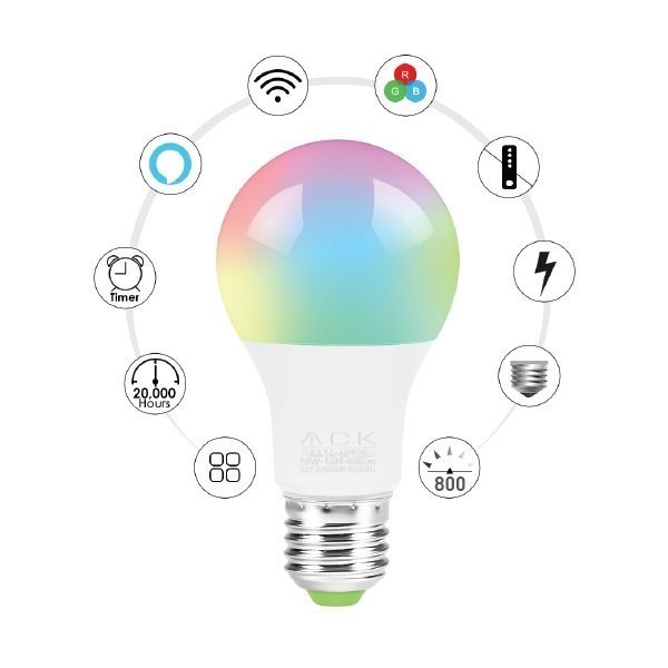 Ack Wifi Kontrollü Led Ampul E27 Rgb 10W
