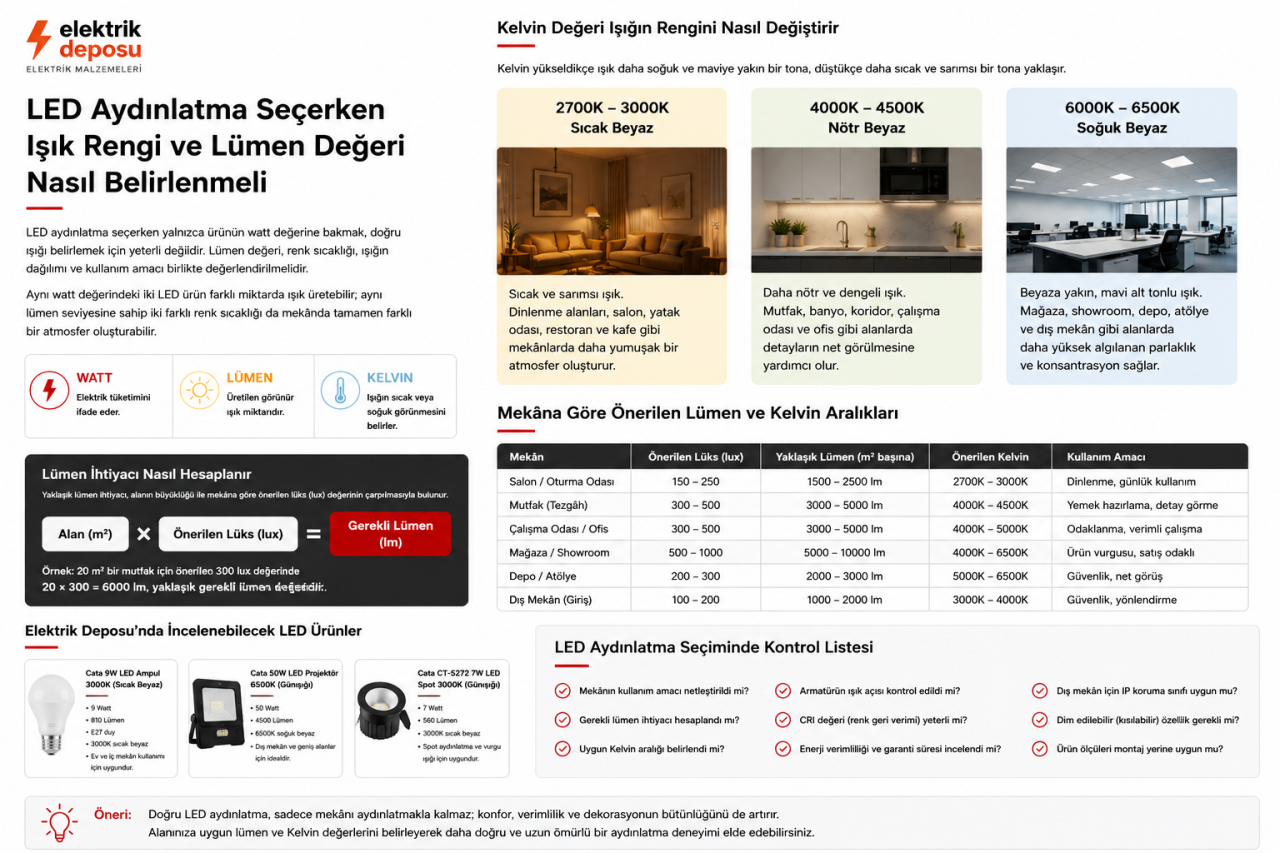 LED Aydınlatma Seçerken Işık Rengi ve Lümen Değeri Nasıl Belirlenmeli