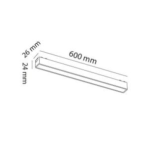 ARMATÜR MAGNET SLIM 48V RAY LED LINEER SABİT OPAK 60CM 20W 3000K