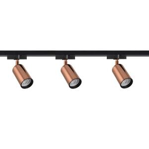 ARMATÜR RAY SETİ 1 METRE 3XSPOT-GU10 BAKIR/SİYAH
