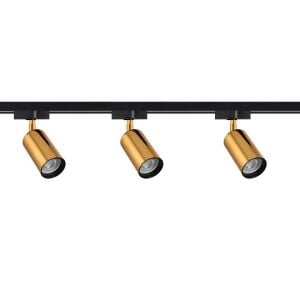 Lüks Dekoratif 1 Metre Ray Spot Seti - 3'lü GU10 Duy Altın/Siyah
