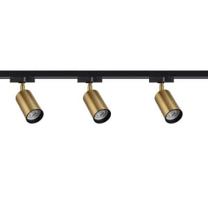 Lüks Dekoratif 1 Metre Ray Spot Seti - 3'lü GU10 Duy Mat Altın/Siyah