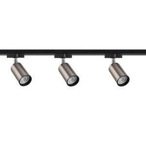 Lüks Dekoratif 1 Metre Ray Spot Seti - 3'lü GU10 Duy Saten Nikel/Siyah