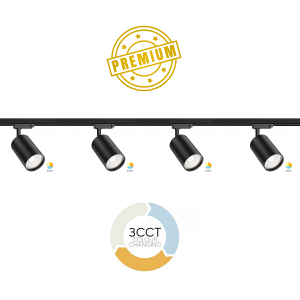 Premium Seri 2 Metre Hazır Ray Spot Seti - 4'lü 30W CCT Üç Renkli Siyah