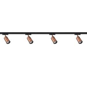 Lüks Dekoratif 2 Metre Ray Spot Seti - 4'lü GU10 Duy Bakır/Siyah
