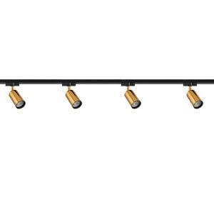 Lüks Dekoratif 2 Metre Ray Spot Seti - 4'lü GU10 Duy Altın/Siyah