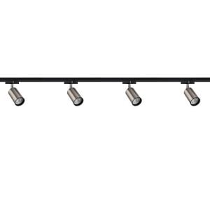 Lüks Dekoratif 2 Metre Ray Spot Seti - 4'lü GU10 Duy Saten Nikel/Siyah