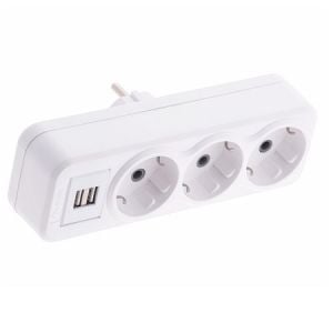 Depa 3'Lü Topraklı Fiş Uzun Tip Usb'Li - Beyaz