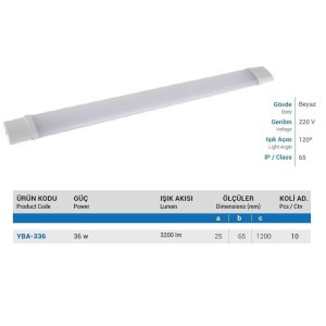 Ycl Etanj Armatür 36W 3000K 120 Cm