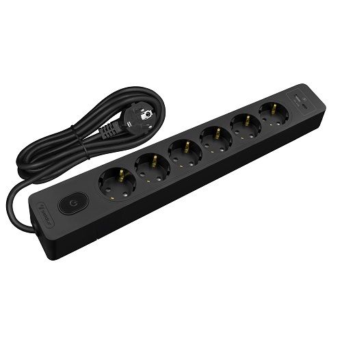 Seldur Akım Korumalı Priz 6'Lı Usb Ve Type-C (Usb-C) Şarjlı 2 Mt Siyah