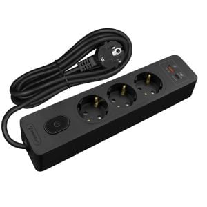 Seldur Akım Korumalı Priz 3'Lü Usb Ve Type-C (Usb-C) Hızlı Şarjlı 2 Mt Siyah