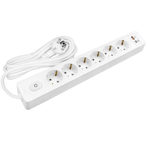 Seldur Akım Korumalı Priz 6'Lı Usb Ve Type-C (Usb-C) Hızlı Şarjlı 2 Mt