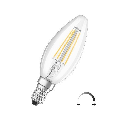 Ampul Led Osram Mum Tipi Şeffaf Dim Edilebilir E14 4,8W 2700K Sarı Işık