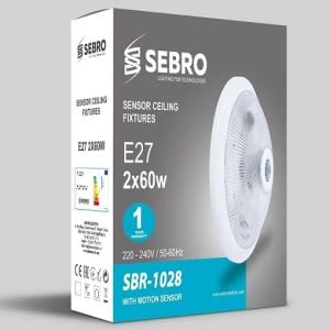 Armatür Sebro Sensörlü Tavan Sac Gövde Plastik Cam Çift Duylu 2Xe27
