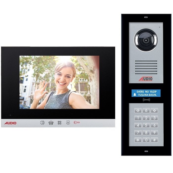 DİAFON AUDIO GÖRÜNTÜLÜ SİSTEM 4,3'' PAKET MALZEME 12 DAİRE İÇİN (001180+003002)