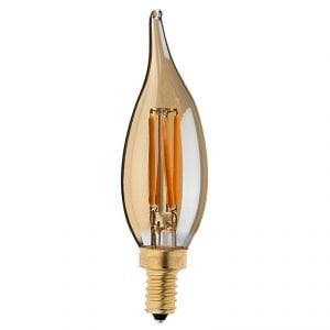 Ampul Led Dekoratif Rustik Mum Tipi Kıvrık C37 E14 4W 2500K