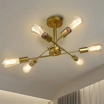 Armatür Metal Tavan Modern Tasarım Sputnik 6Xe27 Gold