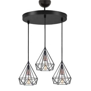 Armatür Metal Piramit (Eko) Üçlü 3Xe27 Siyah