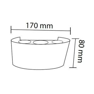 ARMATÜR DUVAR APLİK OVAL ÇİFT YÖNLÜ IP54 2X6W 17CM 3200K SARI IŞIK