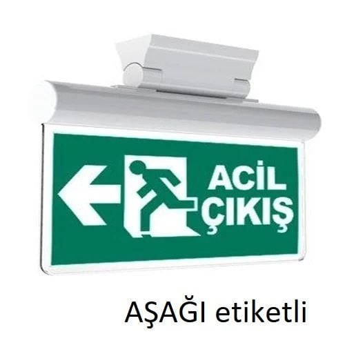 Arsel Exit Acil Çıkış Armatürü - 3 Saat Kitli - Aşağı Yön Etiketli
