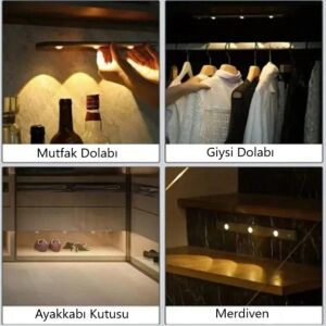 IŞILDAK DOLAP TEZGAH CABINET ŞARJLI 4W 40CM SİYAH GÖVDE ÜÇ RENK