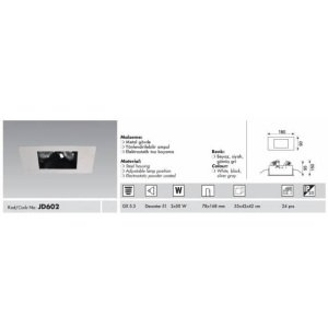 ARMATÜR JUPITER JD602/JH672G LED ANKASTRE 2'Lİ GRİ