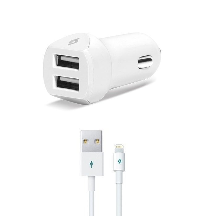 ADAPTÖR TTEC USB ŞARJ ÇAKMAK GİRİŞLİ 3A + LIGHTING IPHONE ŞARJ KABLOSU BEYAZ