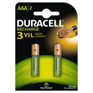 Duracell AAA 750 mAH NI-MH Rechargeable Şarjlı Pil - 2'li Paket