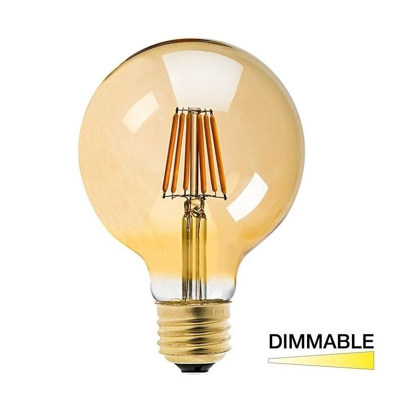 Ampul Led Dekoratif Rustik Glop Tipi G95 Dim Edilebilir E27 6W 2200K