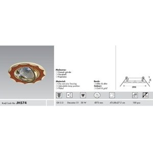 ARMATÜR JUPITER JH574 LED ANKASTRE ALTIN DESENLİ